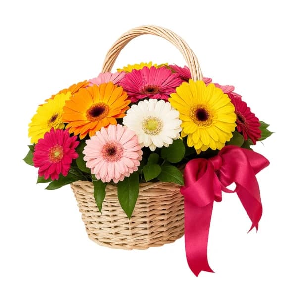 Cesta de Flores de Gérberas Coloridas Cristina