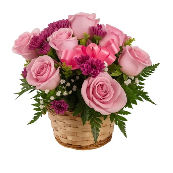 Arranjo de Flores de Rosas e Astromélias (Cores Variadas)