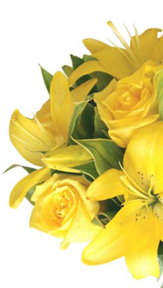 Bouquet de Flores de Lírios Amarelos e Rosas