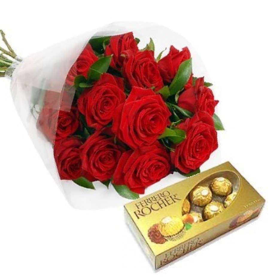 Bouquet de Rosas com Ferrero Rocher Poliana