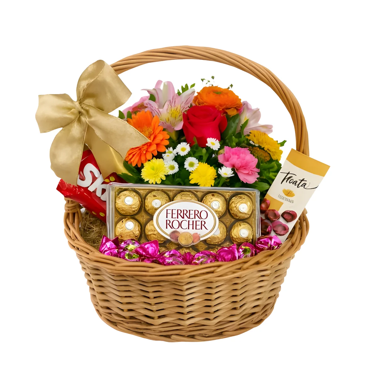 Cesta de Chocolates com Flores