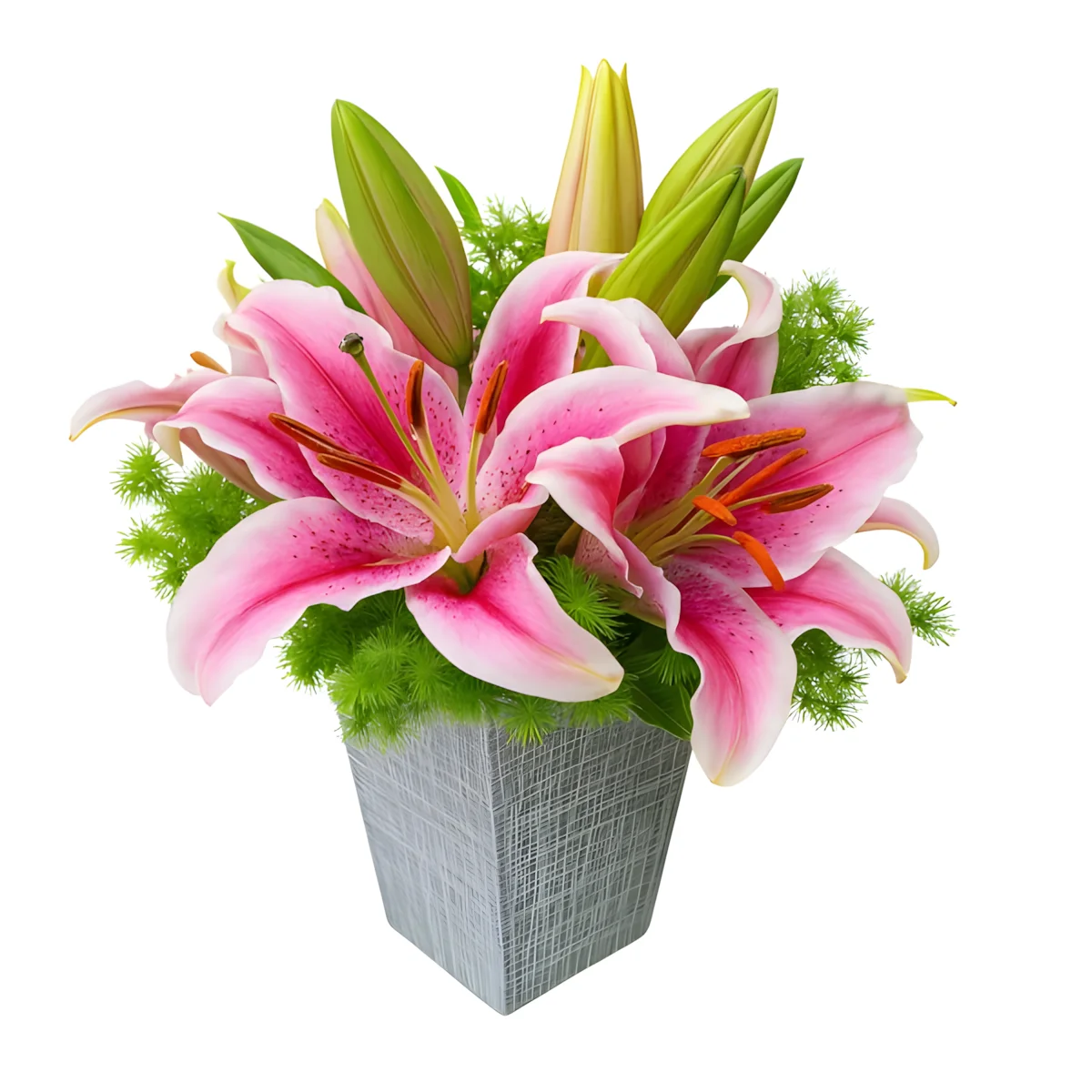 Arranjo de Flores de Lírios Rosa
